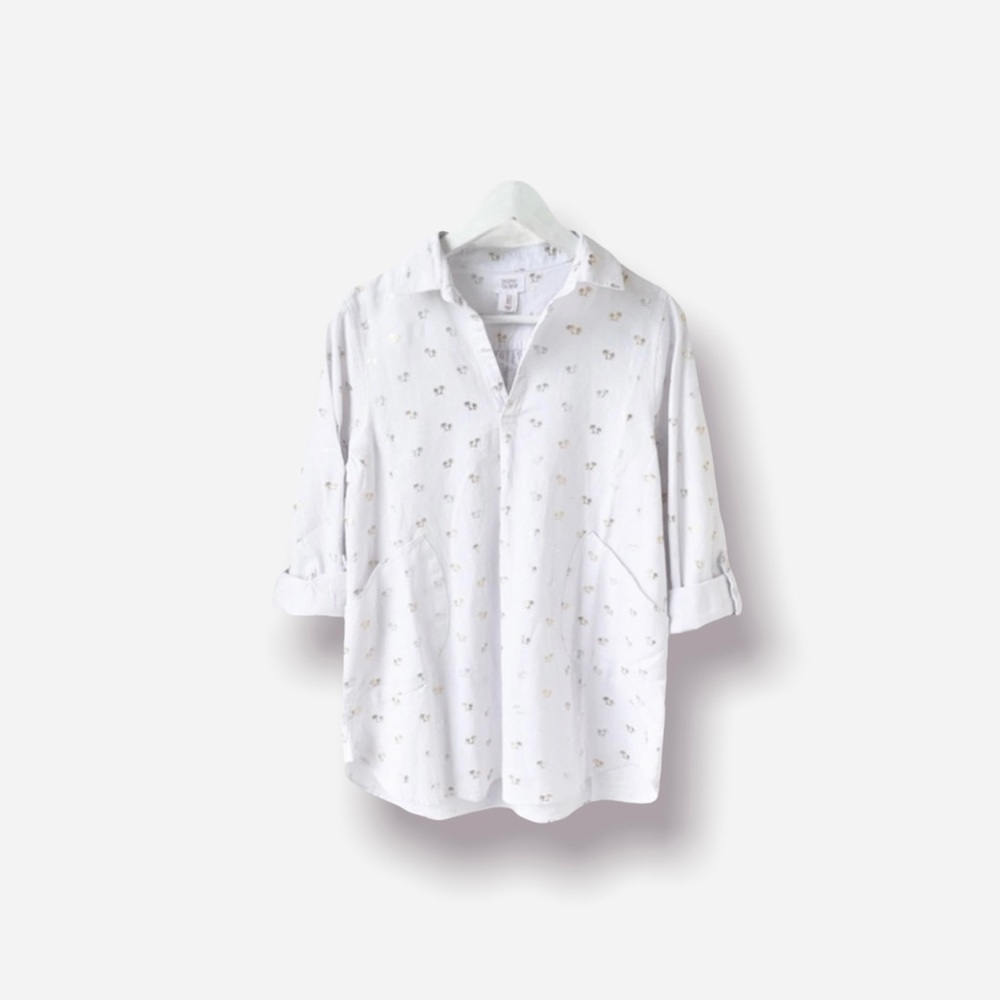 🌸New🌸 Sigrid Olsen Long Sleeve Palm Tree Shirt S - Picture 2 of 10